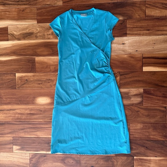 Athleta Aqua V-Neck Faux Wrap Midi Dress size MT - Picture 1 of 3